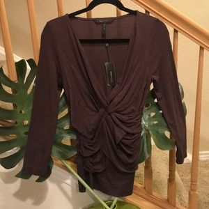BCBGMAXAZRIA Twist Front 3/4 Sleeve Top
